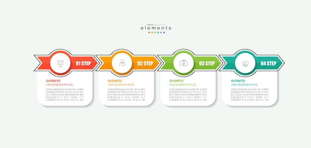 Vector ilustración vectorial plantilla de diseño infográfico con iconos y 4 opciones o pasos