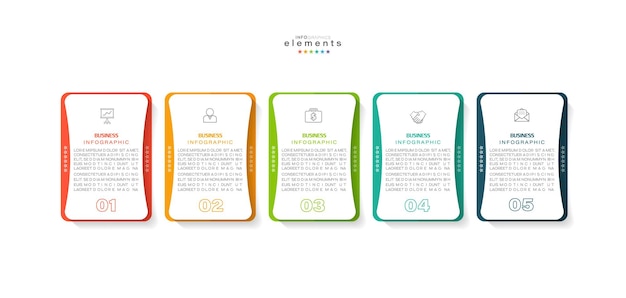 ilustración vectorial Plantilla de diseño infográfico con iconos y 5 opciones o pasos