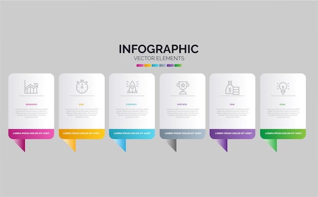 ilustración vectorial Plantilla de diseño infográfico con iconos y 6 opciones o pasos