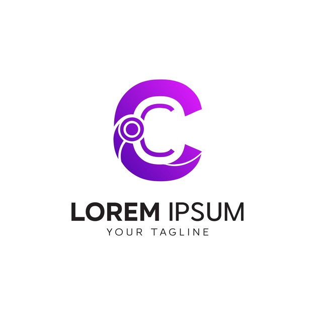 Ilustración vectorial de la plantilla de diseño de la letra C del logotipo