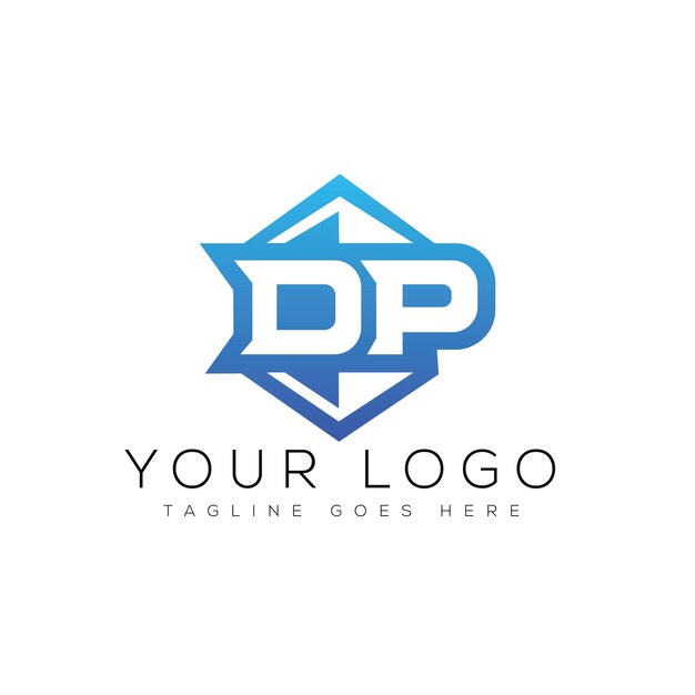 Ilustración vectorial de la plantilla de diseño de la letra del logotipo DP