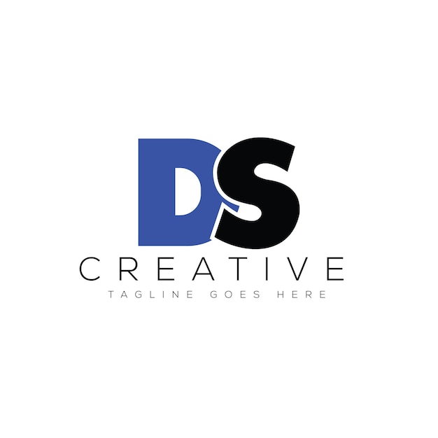 Ilustración vectorial de la plantilla de diseño de la letra del logotipo DS