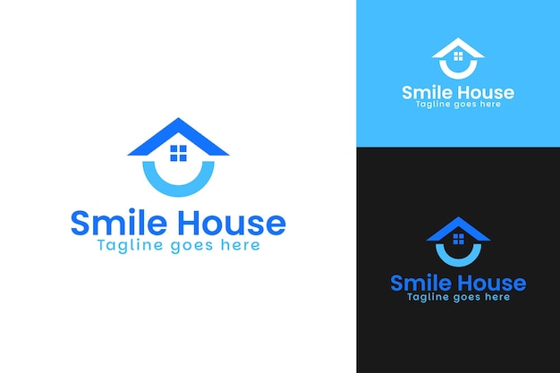 Ilustración vectorial de la plantilla de diseño del logotipo de la casa de la sonrisa