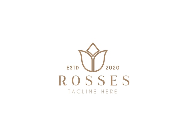 Ilustración vectorial de la plantilla de diseño del logotipo de la flor de la rosa en flor