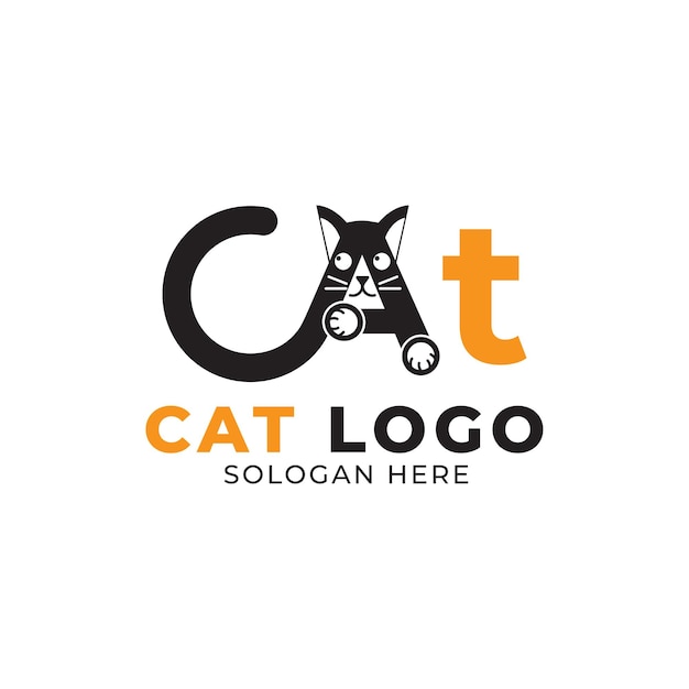 Ilustración vectorial de la plantilla de diseño del logotipo del gato