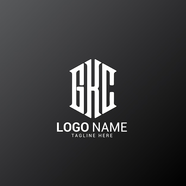 Ilustración vectorial de la plantilla de diseño del logotipo de hexágono inicial de GKC