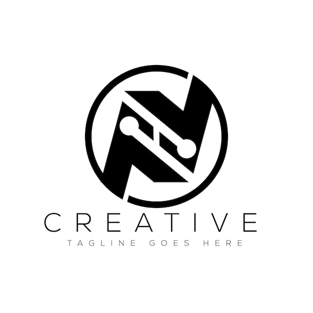 Ilustración vectorial de la plantilla de diseño del logotipo de la letra N