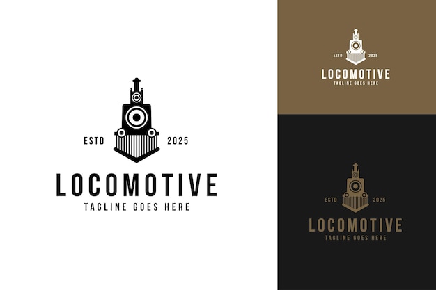 Ilustración vectorial de plantilla de diseño de logotipo de locomotora antigua