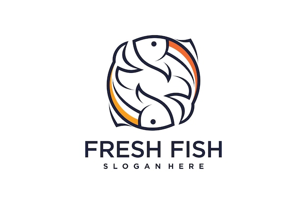 Ilustración vectorial de plantilla de diseño de logotipo de pez con idea creativa