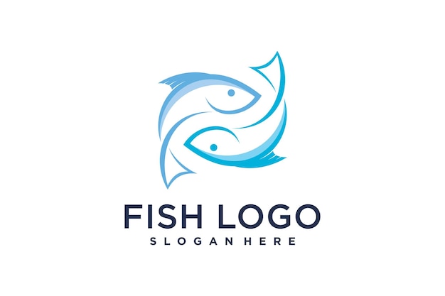 Ilustración vectorial de plantilla de diseño de logotipo de pez con idea creativa
