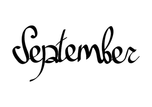 Ilustración vectorial de plantilla de diseño de palabras de caligrafía aislada de septiembre