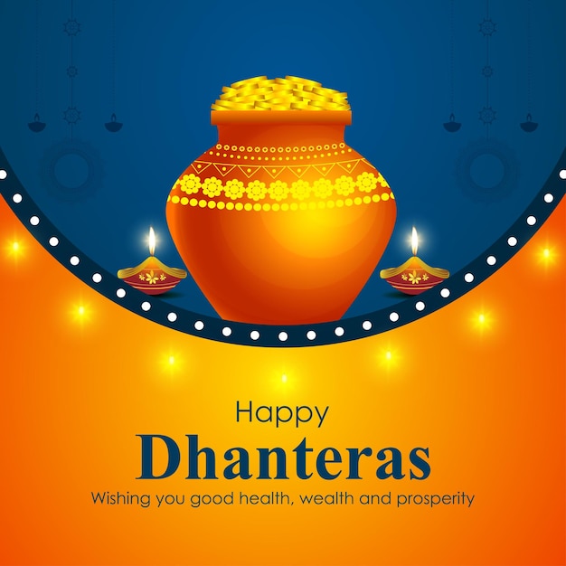 Ilustración vectorial de la plantilla de feed de redes sociales de Happy Dhanteras