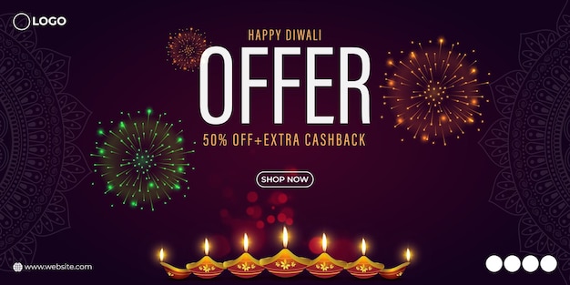 Ilustración vectorial de la plantilla de feed de redes sociales happy diwali sale