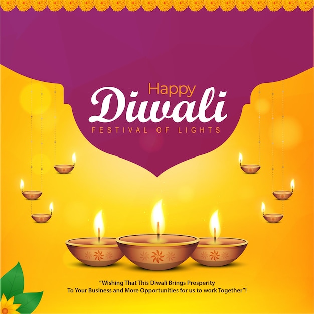 Ilustración vectorial de la plantilla de feed de redes sociales Happy Diwali