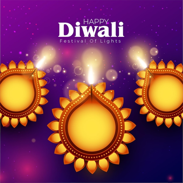 Ilustración vectorial de la plantilla de feed de redes sociales Happy Diwali