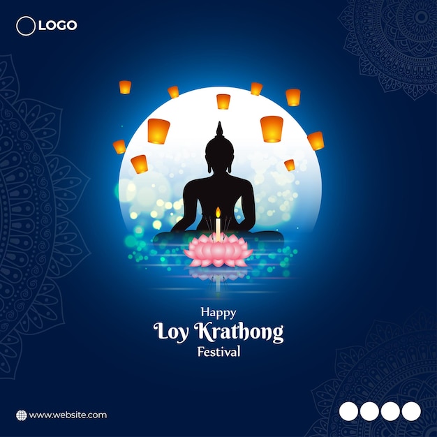 Ilustración vectorial de la plantilla de feed de las redes sociales de Happy Loy Krathong