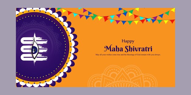 Ilustración vectorial de la plantilla del feed de las redes sociales de Happy Maha Shivratri