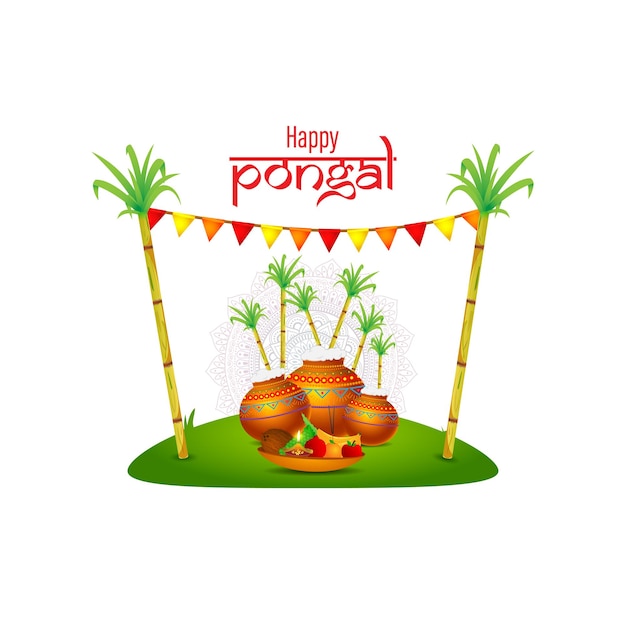 Ilustración vectorial de la plantilla de feed de las redes sociales de Happy Pongal
