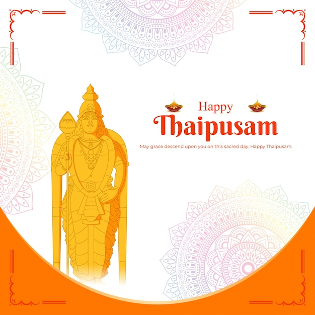 Ilustración vectorial de la plantilla de feed de las redes sociales de Happy Thaipusam