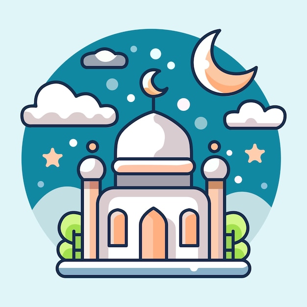 Ilustración vectorial de la plantilla de fondo de la mezquita islámica de Eid mubarok