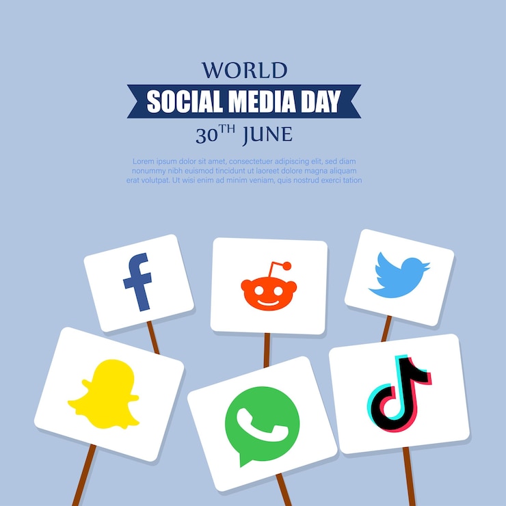 Vector ilustración vectorial de la plantilla de la fuente de historias de las redes sociales para el día mundial de las redes sociales