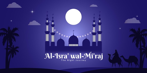 Ilustración vectorial de la plantilla de fuentes de redes sociales de Al Isra Wal Miraj