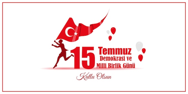 Ilustración vectorial de la plantilla de fuentes de redes sociales del Día de la Democracia y la Unidad Nacional de Turquía