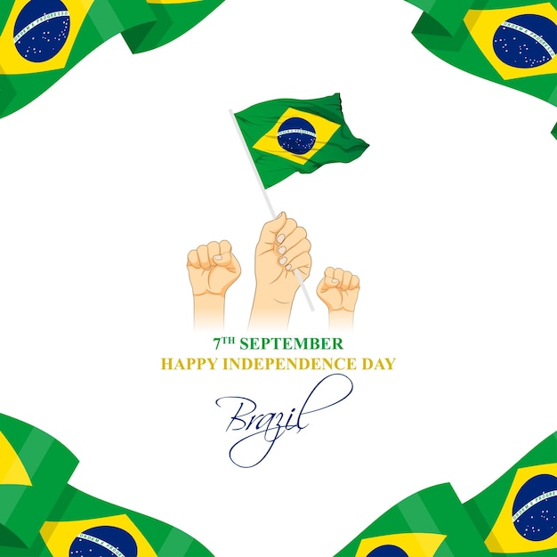 Ilustración vectorial de la plantilla de fuentes de redes sociales del Día de la Independencia de Brasil