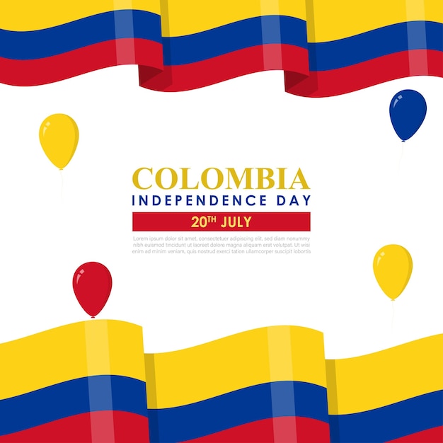 Ilustración vectorial de la plantilla de fuentes de redes sociales del Día de la Independencia de Colombia