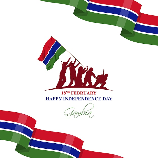 Ilustración vectorial de la plantilla de fuentes de redes sociales del día de la independencia de gambia