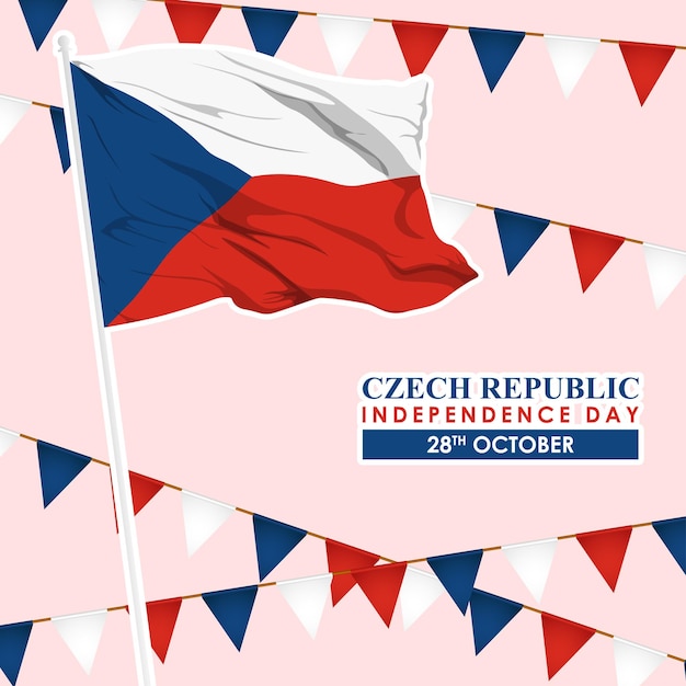 Ilustración vectorial de la plantilla de fuentes de redes sociales del día de la Independencia de la República Checa