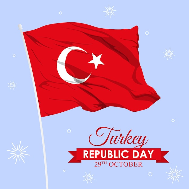 Ilustración vectorial de la plantilla de fuentes de redes sociales del Día de la República de Turquía