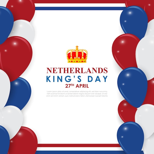 Ilustración vectorial de la plantilla de fuentes de redes sociales del Día del Rey de los Países Bajos