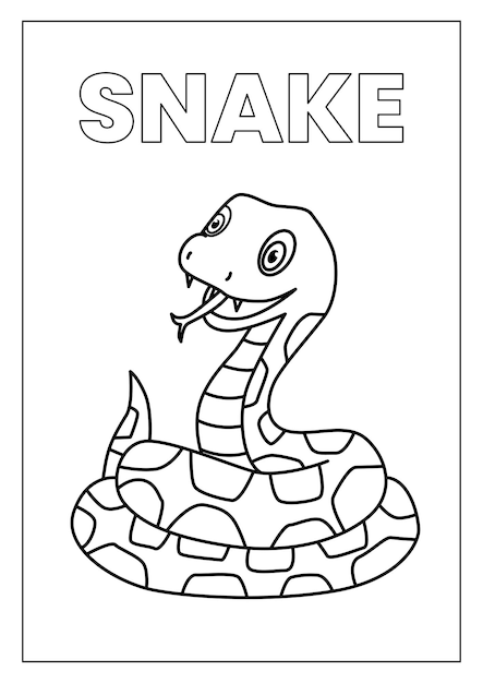 Ilustración vectorial de la plantilla del libro de colorear serpiente