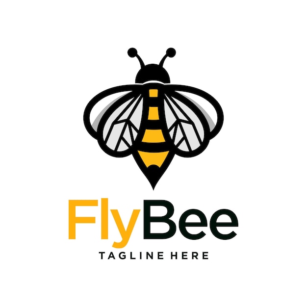 Ilustración vectorial de la plantilla del logotipo de la abeja melífera vintage