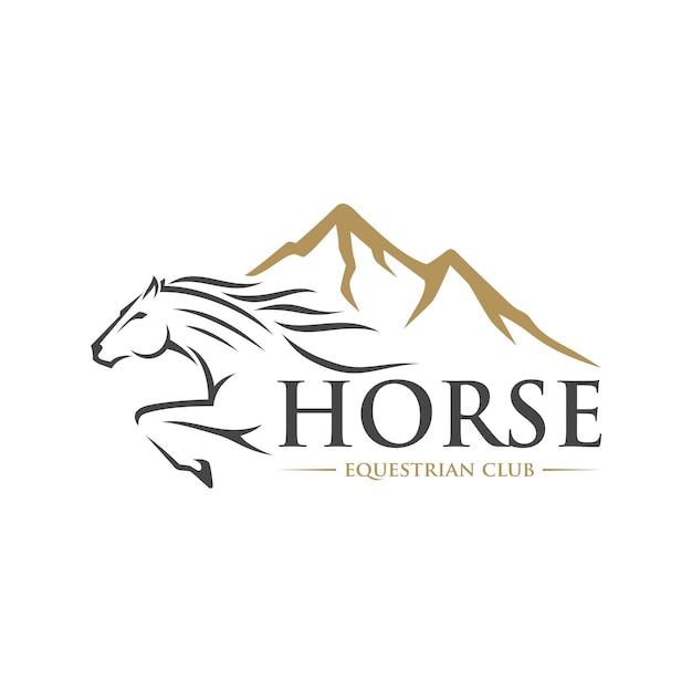 Ilustración vectorial de la plantilla del logotipo de las carreras de caballos ecuestres.