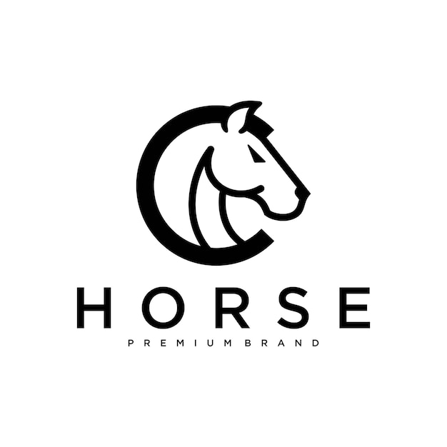 Ilustración vectorial de la plantilla del logotipo de Line Art Horse Head.