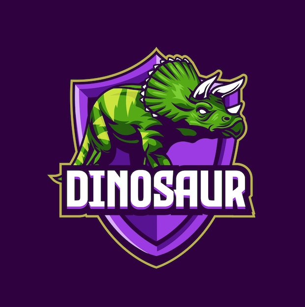Ilustración vectorial Plantilla de logotipo de mascota dinosaurio para equipo deportivo y equipo de juego
