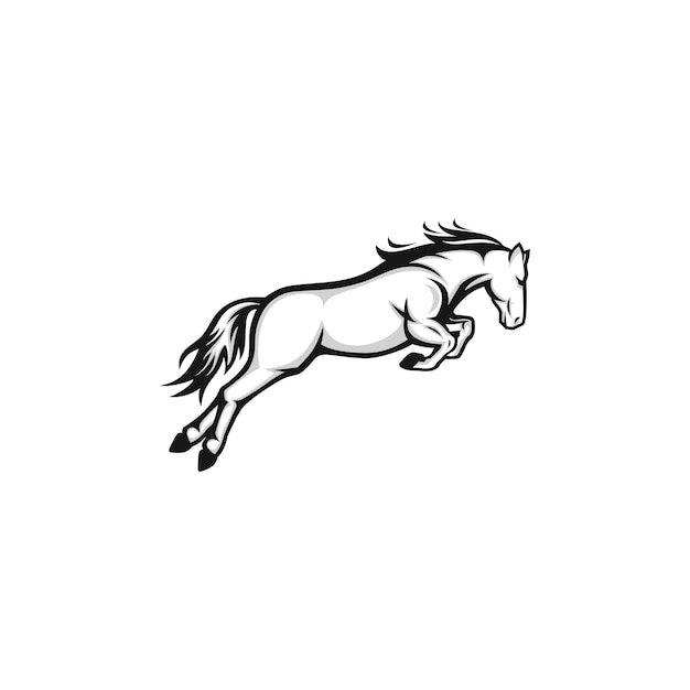 Ilustración vectorial de la plantilla del logotipo de salto de caballo