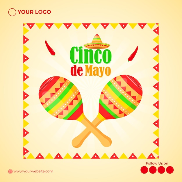 Ilustración vectorial de la plantilla de maqueta de alimentación de historias de redes sociales del Cinco de Mayo
