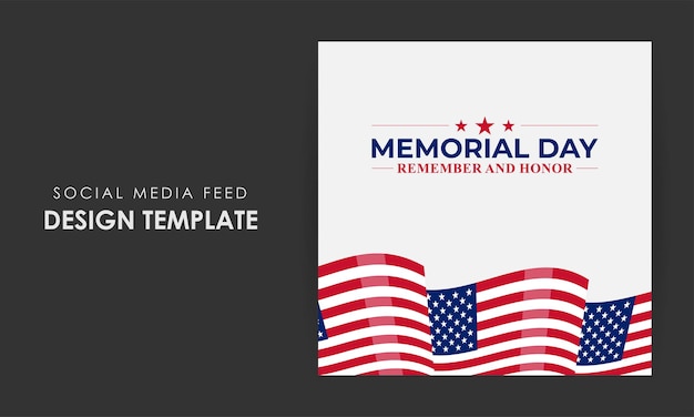 Ilustración vectorial de la plantilla de maqueta de alimentación de historias de redes sociales del Día de los Caídos de EE. UU.
