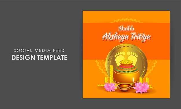 Ilustración vectorial de la plantilla de maqueta de alimentación de historias de redes sociales Happy Akshaya Tritiya