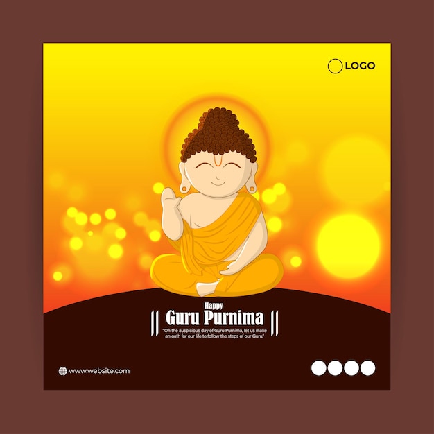 Vector ilustración vectorial de la plantilla de maqueta de alimentación de historias de redes sociales happy guru purnima