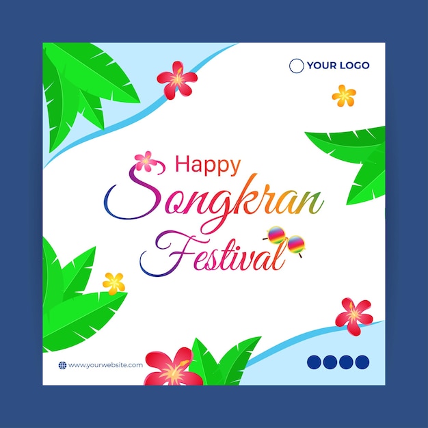 Ilustración vectorial de la plantilla de maqueta de alimentación de historias de redes sociales de Happy Songkran