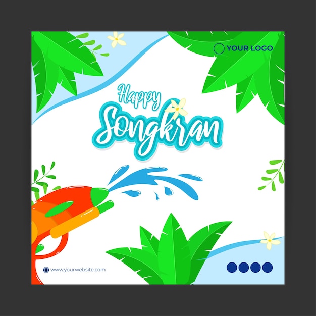 Ilustración vectorial de la plantilla de maqueta de alimentación de historias de redes sociales de Happy Songkran