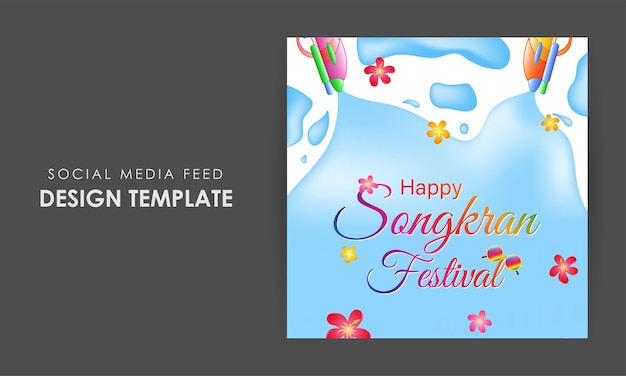 Ilustración vectorial de la plantilla de maqueta de alimentación de historias de redes sociales de Happy Songkran