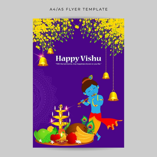Ilustración vectorial de la plantilla de maqueta de alimentación de historias de redes sociales Happy Vishu