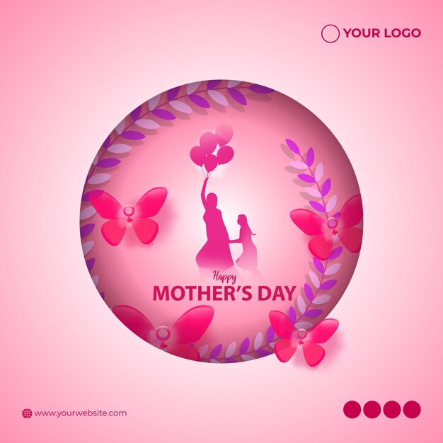 Ilustración vectorial de la plantilla de maqueta de alimentación de historias de redes sociales de HappyMother's Day