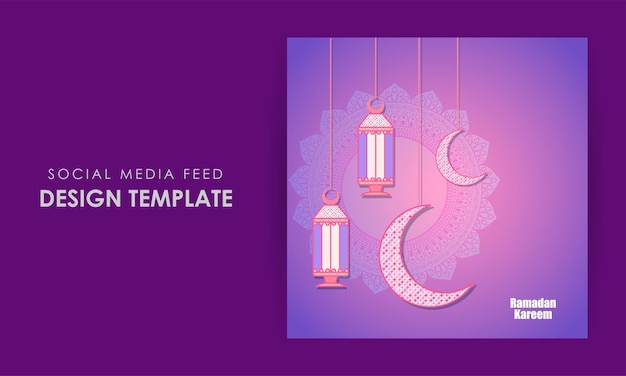 Ilustración vectorial de la plantilla de maqueta de alimentación de historias de redes sociales de Ramadan Kareem