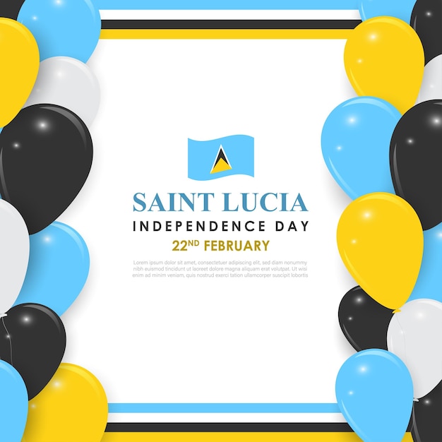 Ilustración vectorial de la plantilla de las redes sociales del Día de la Independencia de Santa Lucía